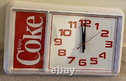 Vintage Enjoy Coke Coca-Cola Store Clock Sign Advertise Electric Plastic 1985