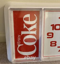 Vintage Enjoy Coke Coca-Cola Store Clock Sign Advertise Electric Plastic 1985