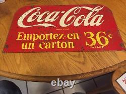 Vintage French Two Sided coca cola 36 C Plus Depot 9x16 Original Display Rock