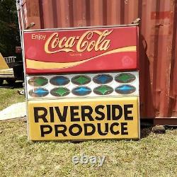 Vintage Hanging Coca-cola Coke Lighted Double Sided Advertisement Sign