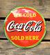 Vintage Ice Coca-cola Sold Here Dome Gas Oil Pump Station Porcelain Sign