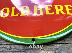 Vintage Ice Coca-cola Sold Here Dome Gas Oil Pump Station Porcelain Sign