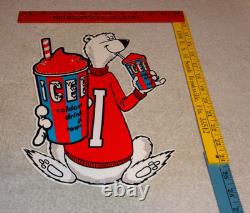 Vintage Icee Frozen Coca Cola Slushy Polar Bear 12 Soda Ice Gas Oil Kmart Sign