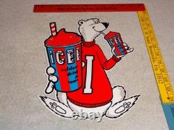 Vintage Icee Frozen Coca Cola Slushy Polar Bear 12 Soda Ice Gas Oil Kmart Sign