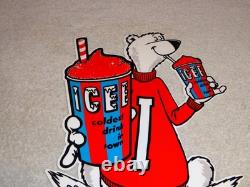 Vintage Icee Frozen Coca Cola Slushy Polar Bear 12 Soda Ice Gas Oil Kmart Sign