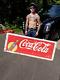 Vintage LG 71 by 27 Metal Coca Cola Soda Pop Bottle Graphic Sign Coke 1940s