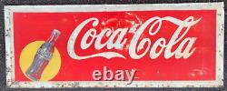 Vintage LG 71 by 27 Metal Coca Cola Soda Pop Bottle Graphic Sign Coke 1940s