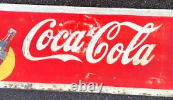 Vintage LG 71 by 27 Metal Coca Cola Soda Pop Bottle Graphic Sign Coke 1940s