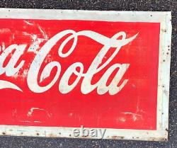 Vintage LG 71 by 27 Metal Coca Cola Soda Pop Bottle Graphic Sign Coke 1940s