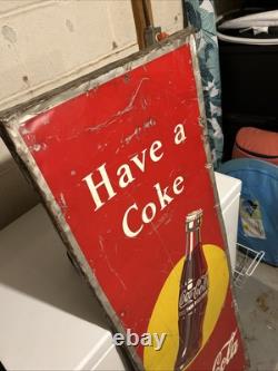 Vintage LG. ORIGINAL''HAVE A COKE'' METAL EMBOSSED ADVERTISING SIGN, 54X18