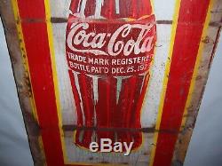 Vintage Large 1930s Coca Cola Soda Pop Bottle Metal Advertising Sign