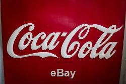 Vintage Large 1947 Coca Cola Bottle Embossed Tin Sign