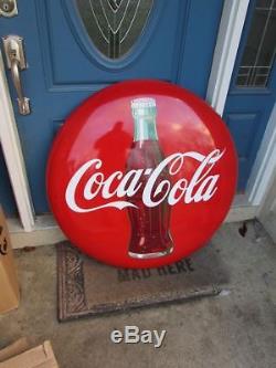 Vintage Large 36 inch Porcelain Coke Coca Cola Button Bottle Sign SO CLEAN