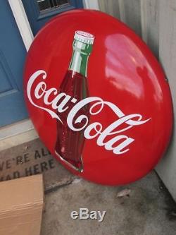 Vintage Large 36 inch Porcelain Coke Coca Cola Button Bottle Sign SO CLEAN