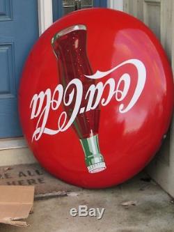 Vintage Large 36 inch Porcelain Coke Coca Cola Button Bottle Sign SO CLEAN