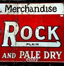 Vintage Large 58x32 Metal Red Rock Soda Pop Sign General Store