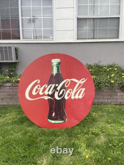 Vintage Large Coca Cola 4 Foot Flat Metal Sign