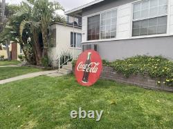 Vintage Large Coca Cola 4 Foot Flat Metal Sign