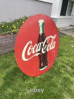 Vintage Large Coca Cola 4 Foot Flat Metal Sign
