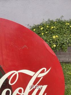 Vintage Large Coca Cola 4 Foot Flat Metal Sign