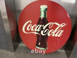 Vintage Large Coca Cola 4 Foot Flat Metal Sign