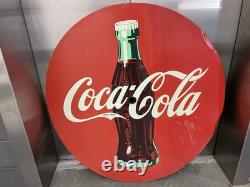 Vintage Large Coca Cola 4 Foot Flat Metal Sign