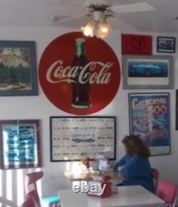 Vintage Large Coca Cola 4 Foot Flat Metal Sign
