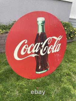 Vintage Large Coca Cola 4 Foot Flat Metal Sign