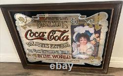 Vintage Large Coca Cola Mirror Sign Delicious Relieves Fatigue 27x21