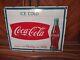 Vintage Large Coca-cola Porcelain Metal Soda Pop Advertising Sign Curved