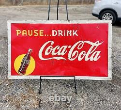 Vintage Late 1940s Pause Drink Coca Cola RARE Sun Spot Campaign Advertising Sign