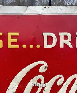 Vintage Late 1940s Pause Drink Coca Cola RARE Sun Spot Campaign Advertising Sign