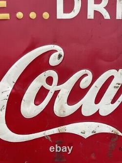 Vintage Late 1940s Pause Drink Coca Cola RARE Sun Spot Campaign Advertising Sign
