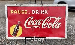 Vintage Late 1940s Pause Drink Coca Cola RARE Sun Spot Campaign Advertising Sign