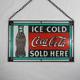 Vintage Leaded Stained Glass Ice Cold Coca Cola Sold Here Coke Hanging Sign