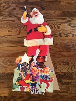 Vintage MCM Coca Cola Santa Elves Stand Up Store Display Sign Standee Easel