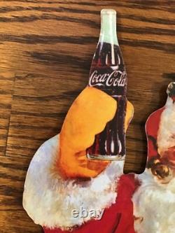 Vintage MCM Coca Cola Santa Elves Stand Up Store Display Sign Standee Easel