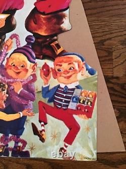Vintage MCM Coca Cola Santa Elves Stand Up Store Display Sign Standee Easel