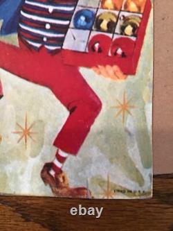 Vintage MCM Coca Cola Santa Elves Stand Up Store Display Sign Standee Easel