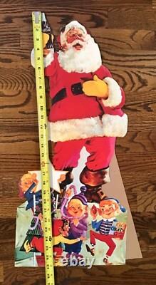 Vintage MCM Coca Cola Santa Elves Stand Up Store Display Sign Standee Easel