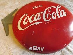 Vintage Metal 16 Coca-Cola Coke Button Arrow Sign SODA GAS OIL Non Porcelain