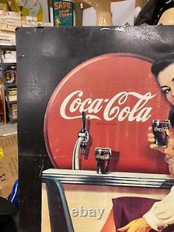 Vintage Metal Coca-Cola Coke Sign Jukebox Girl 29 x 22