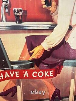 Vintage Metal Coca-Cola Coke Sign Jukebox Girl 29 x 22