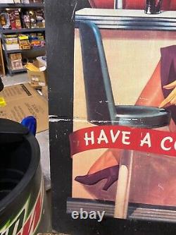 Vintage Metal Coca-Cola Coke Sign Jukebox Girl 29 x 22