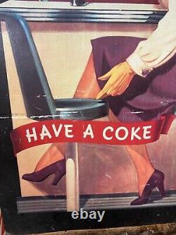 Vintage Metal Coca-Cola Coke Sign Jukebox Girl 29 x 22