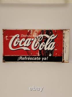 Vintage Metal Coca-Cola Double Sided Sign In Spanish 23 1/2 x 11 3/4