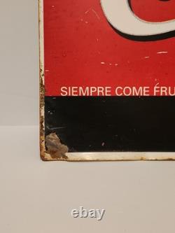 Vintage Metal Coca-Cola Double Sided Sign In Spanish 23 1/2 x 11 3/4