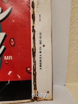 Vintage Metal Coca-Cola Double Sided Sign In Spanish 23 1/2 x 11 3/4