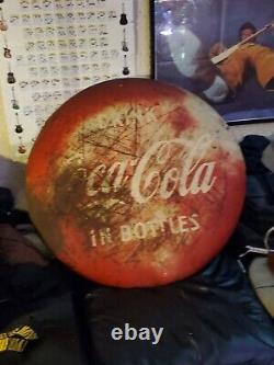 Vintage Metal Coca-Cola In Bottles Sign Early 1950's 36 Diameter Memorabilia