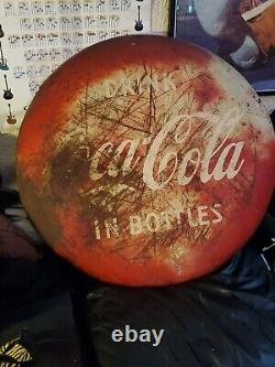 Vintage Metal Coca-Cola In Bottles Sign Early 1950's 36 Diameter Memorabilia